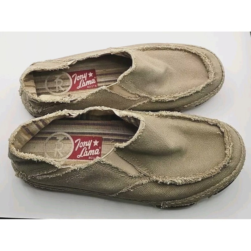 Tony Lama Canvas Loafers Shoes Women 7M Gorpcore Minimalist Camping Lakelife #41